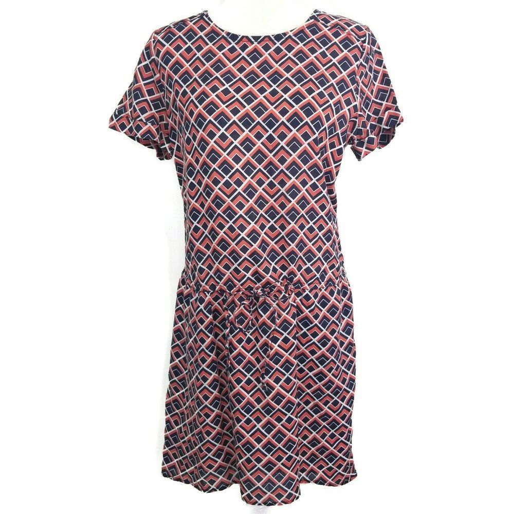 Caslon M Linen Dress Low High Blue Orange